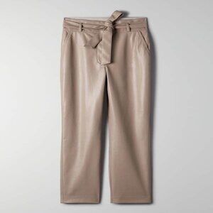 NWT Aritzia Babaton Tie Waist Grey Vegan Leather Cropped Pants Size 8
